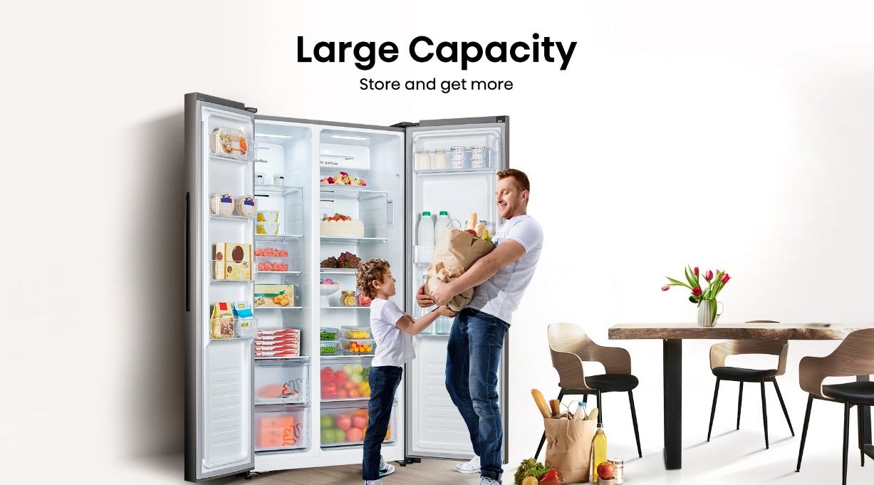 Hisense 516L Side by Side Fridge Freezer Inox H670SIT - Bradlows