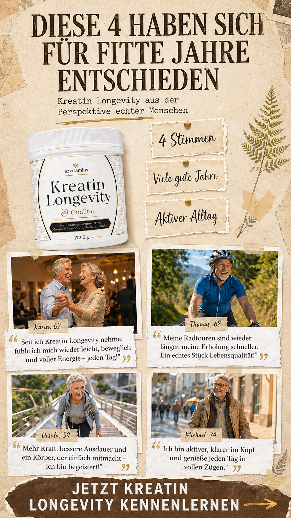 Langfristig denken, aktiv bleiben und selbstbestimmt altern.