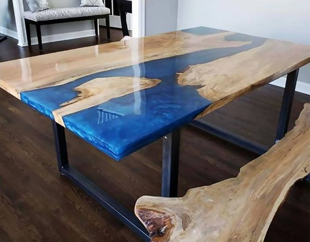 spalted oak epoxy river table