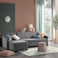 gray three-seater sofa with storage chaise