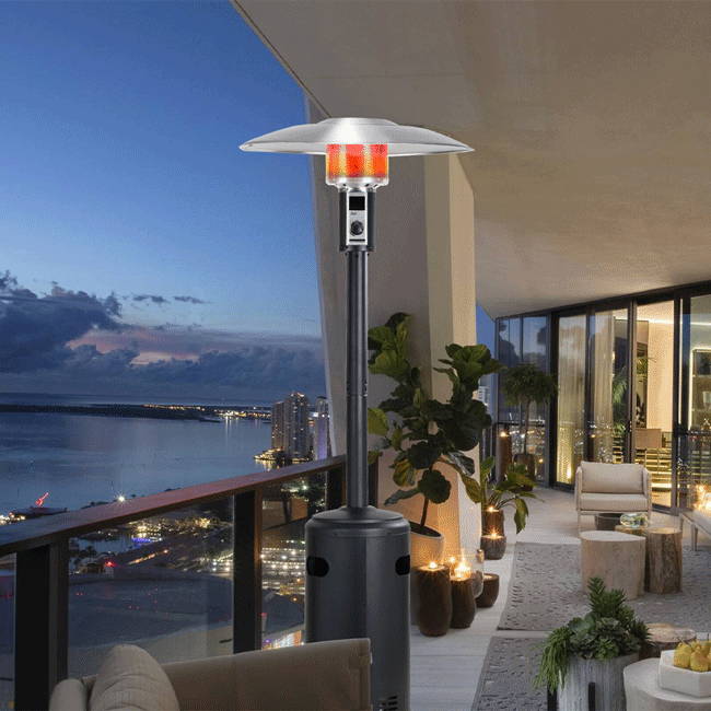 Patio Heater Propane Outdoor Heater with Portable Wheels Garden Heater Porch & Deck Heater Floor-Standing Commercial & Residential