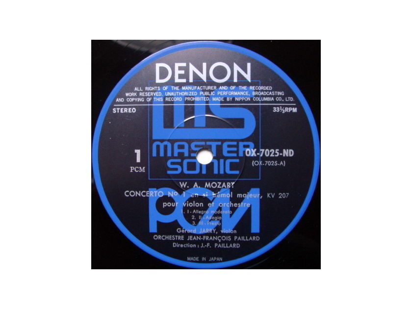 ★Audiophile★ Denon PCM / JERRY-PAILLARD, - Mozart Violin Concertos No.1 & 2, MINT!