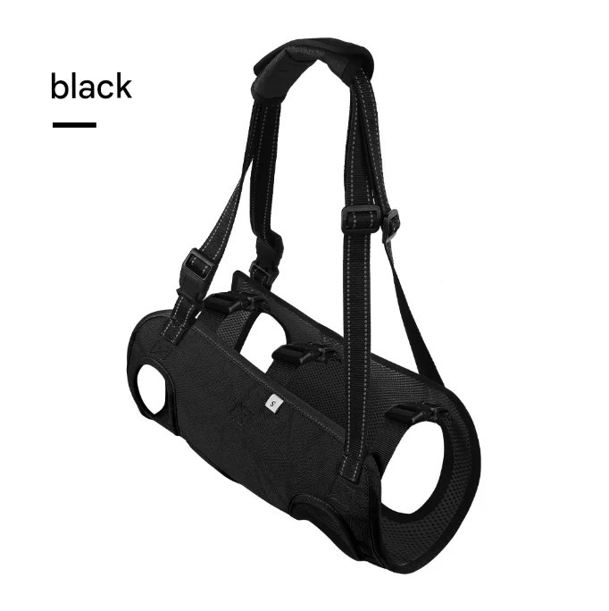 Black Pet Support Harness for Senior and Disabled Dogs - Adjustable Chest and Back Support Leash