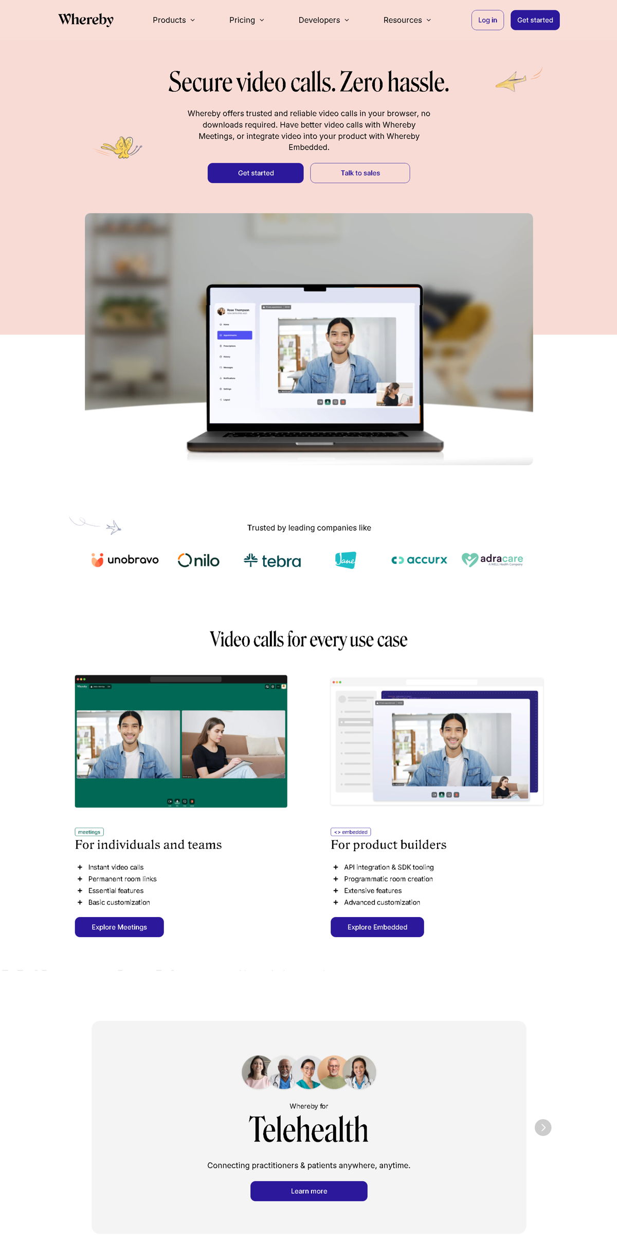 Screenshot of Whereby, from the homepage examples collection.
