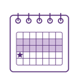 purple outline of a marked calender