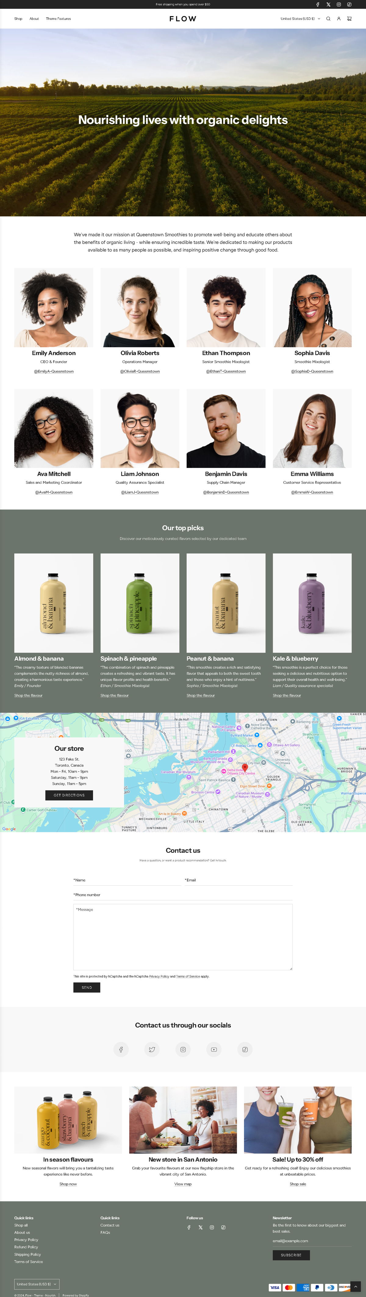 Screenshot of Flow, from the about us page examples collection.