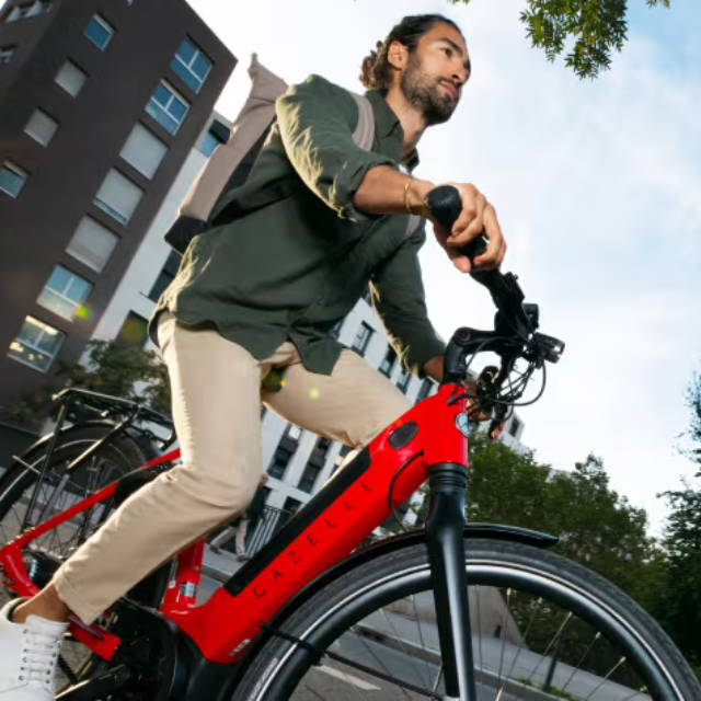 A man on a Gazelle e-Bike
