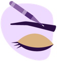 microblading icon above an eyebrow and eyelashes