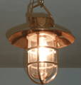 brass hanging light with shade