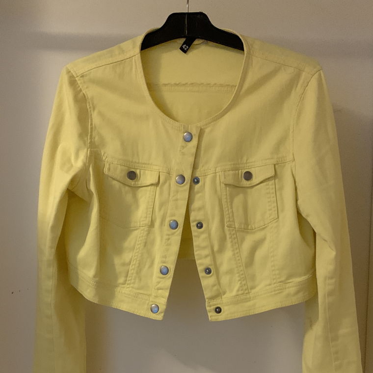 Kurze gelbe H&M Jacke im Jeans-Vintage-Look 