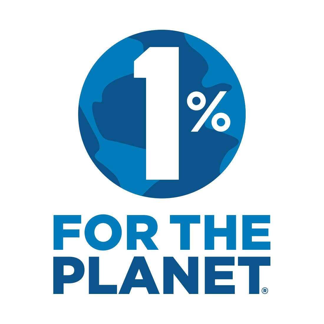 1% for the planet logo with the globe in two shades of blue