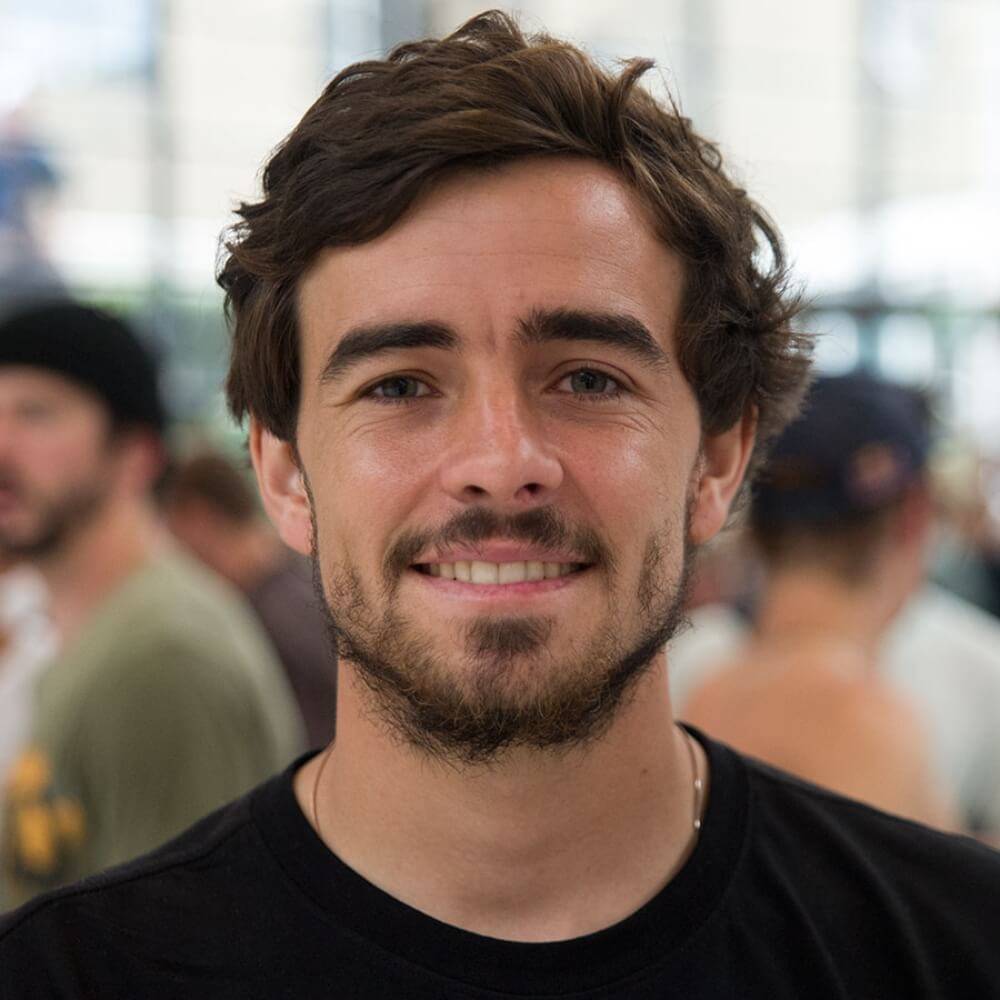 Trevor wearing a black t-shirt