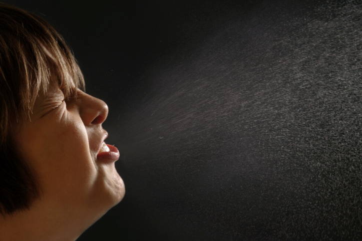 Sneezing and Coughing causes droplets of saliva or discharge from the nose and mouth to spread throughout the room