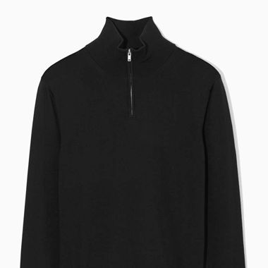 COS - Black half-zip knit jumper