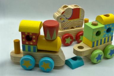 Wooden Block Puzzle Shapes Circus Elephant Stacking Train-12 shaped blocks - Image 5