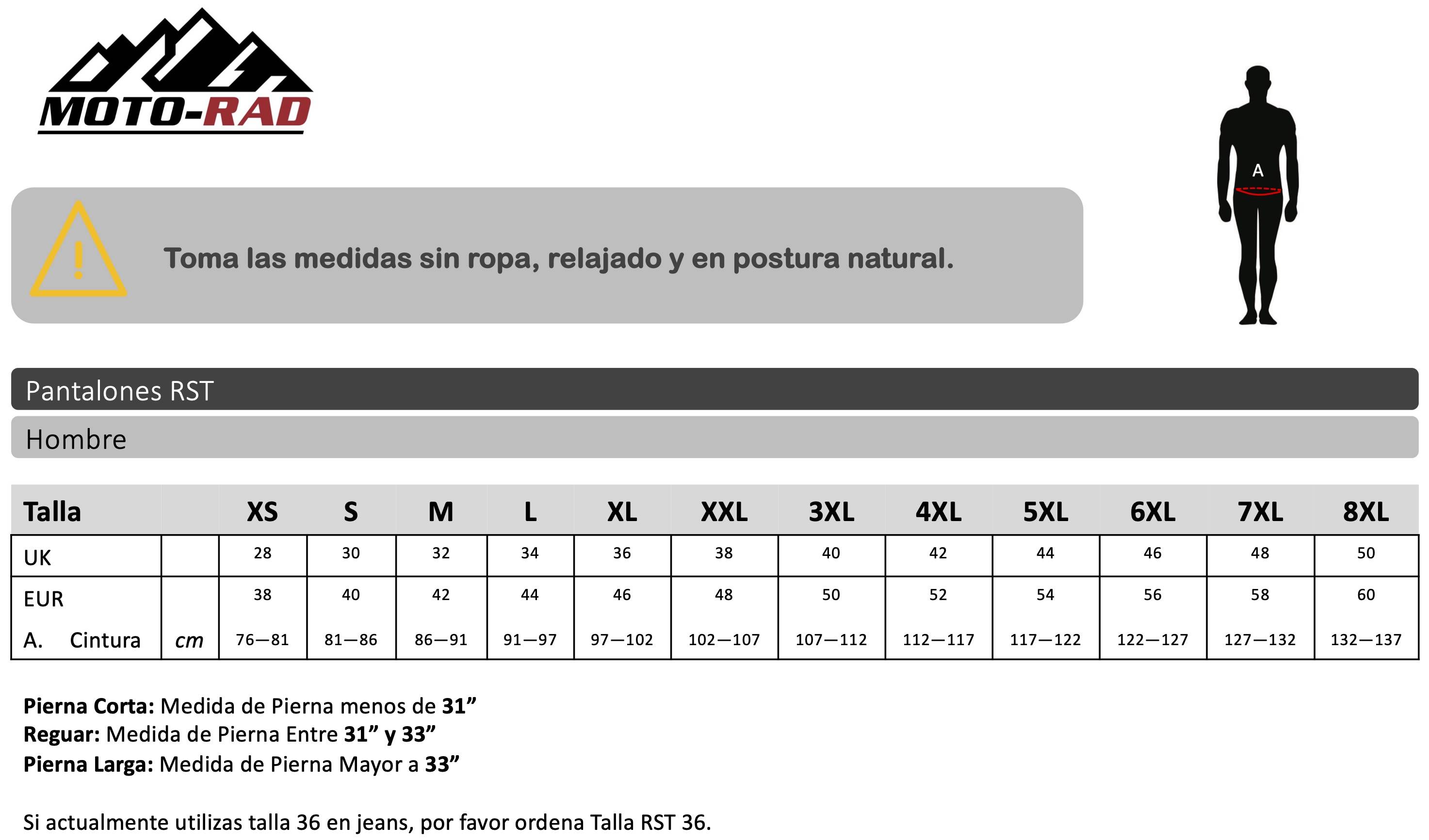 Guia de Tallas Pantalones Bering