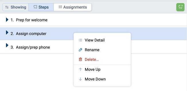Step menu with Rename
