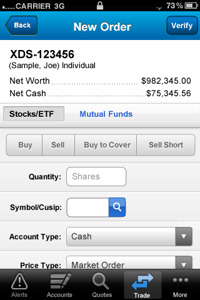 Screenshot of the new trading screen