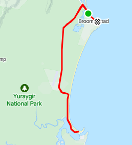 Strava map Gravel ride strava from Brooms Head to Sandon beach