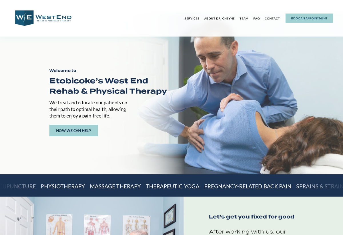 Screenshot of Westend Rehab and Physical Therapy, from the blue websites collection.