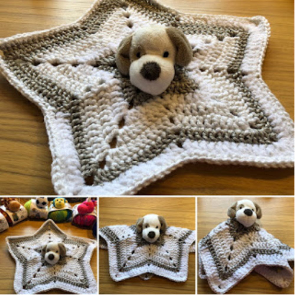 Cuddle blanket Star dog crocheted with DMC Top This! yarn
