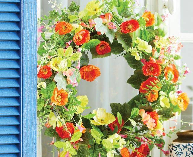 Colorful Poppy Artificial  Wreath