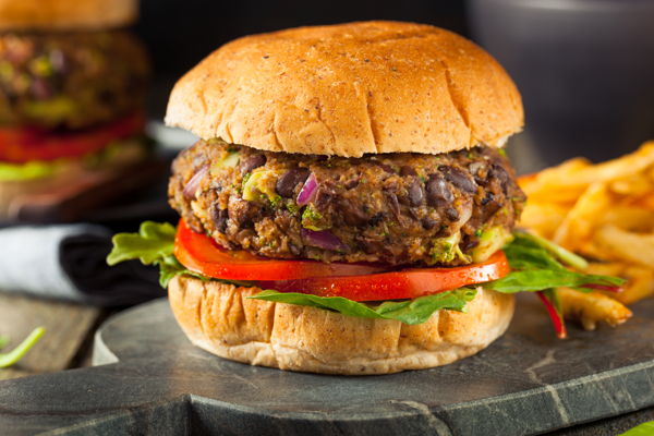 Photo of Loaded Black Bean Burger with Oven Fries
