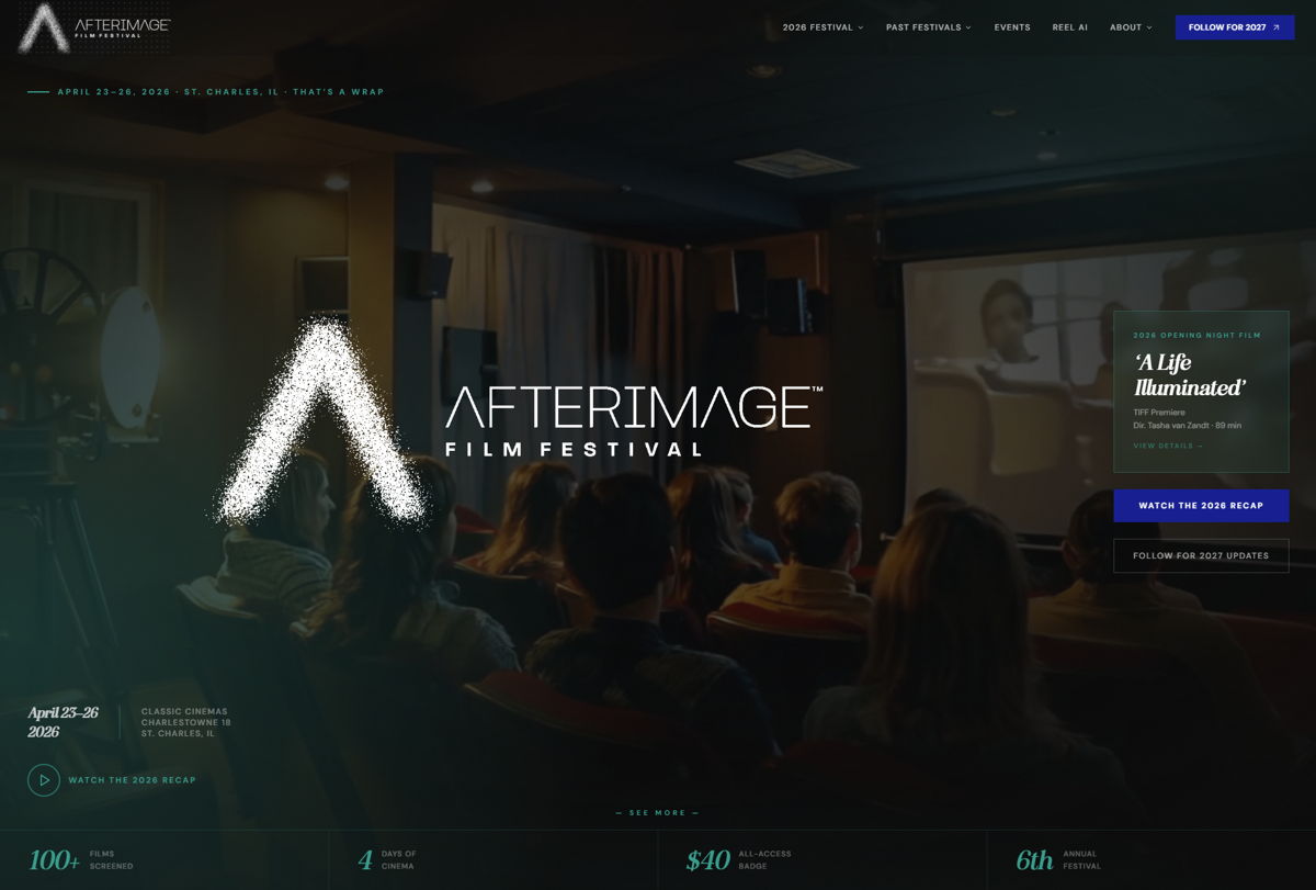Screenshot of AfterImage Film Festival, from the lovable websites collection.