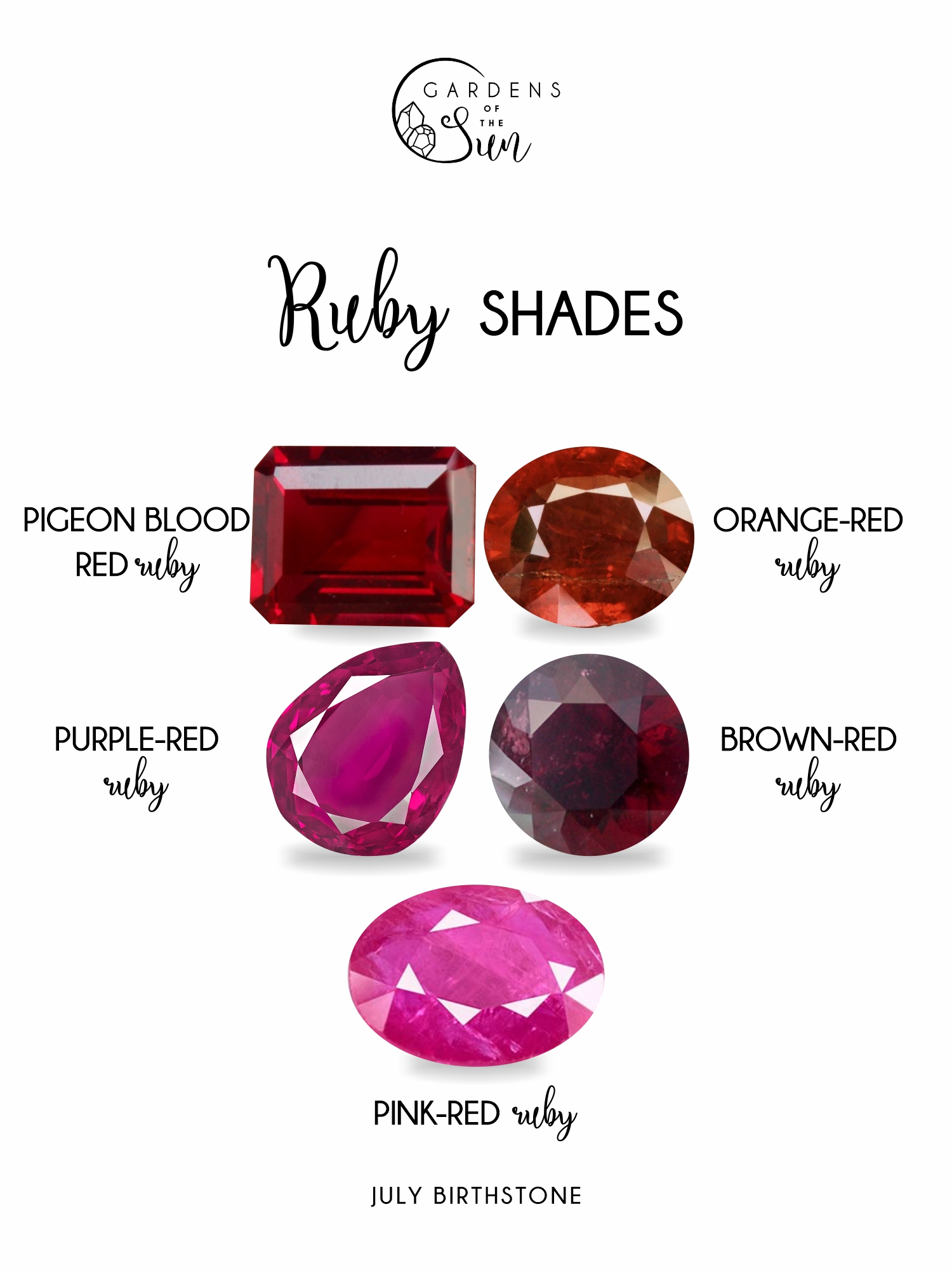 different shades of ruby