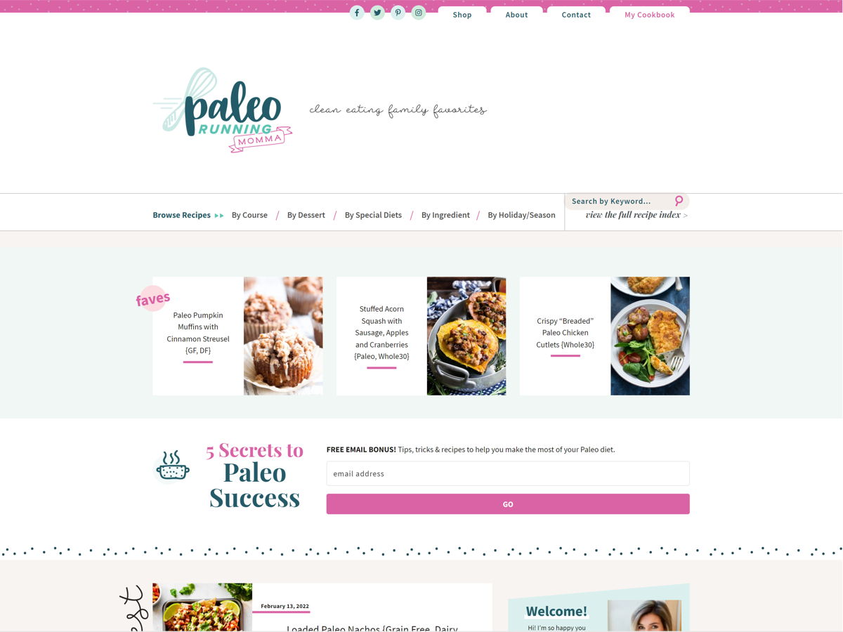 Screenshot of The Paleo Running Momma, from the food websites collection.