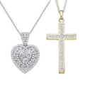 Diamond hearts and diamond cross pendants