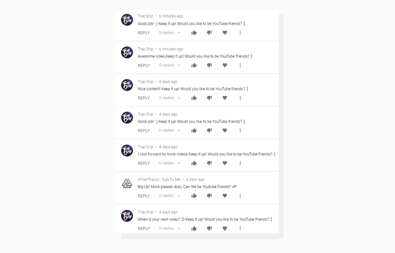 Spam comments example