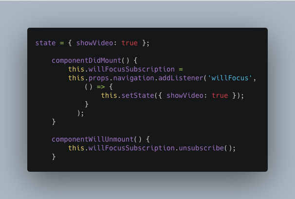 React Navigation work around to fix the video playing in background