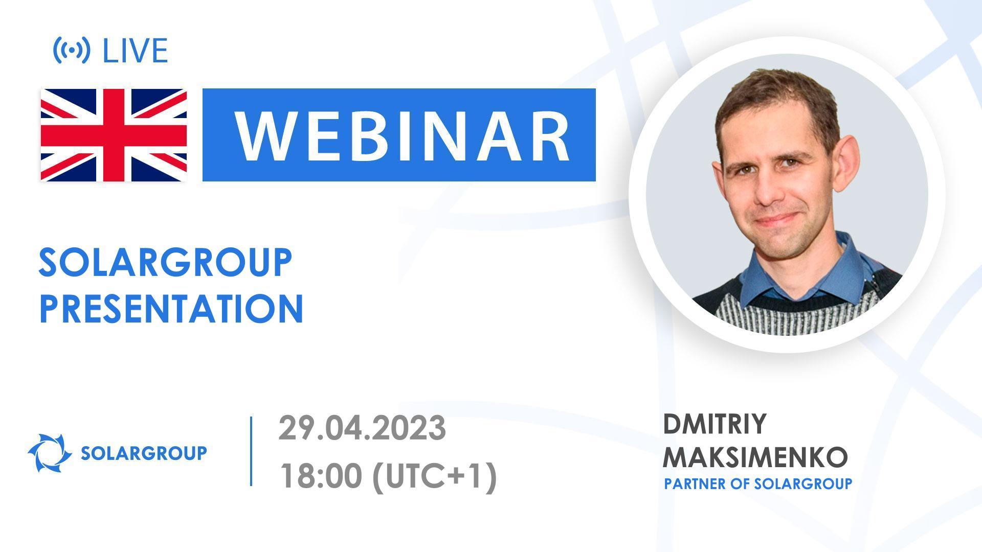 English. Presentation of the international financial company SOLARGROUP