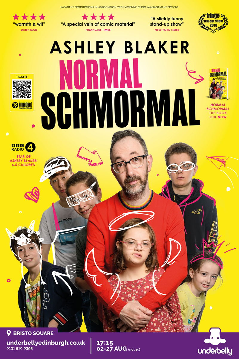 The poster for Ashley Blaker: Normal Schmormal