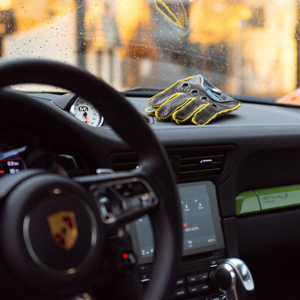 Porsche yellow Driving Gloves