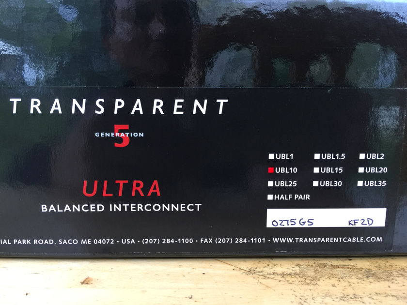 Transparent Audio ULTRA Generation 5 Balanced Interconnects XLR