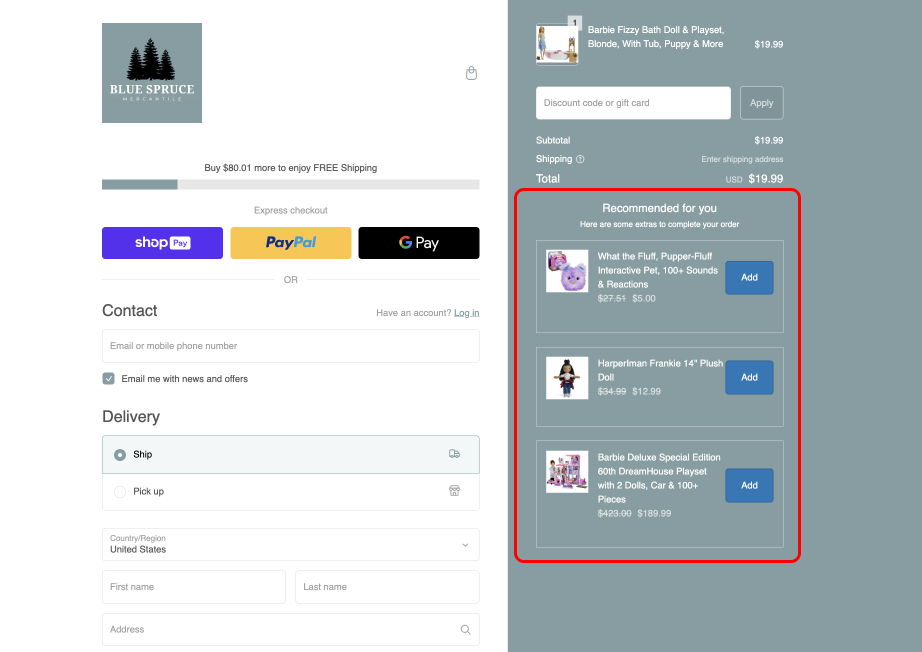 Cross-selling in checkout shopify