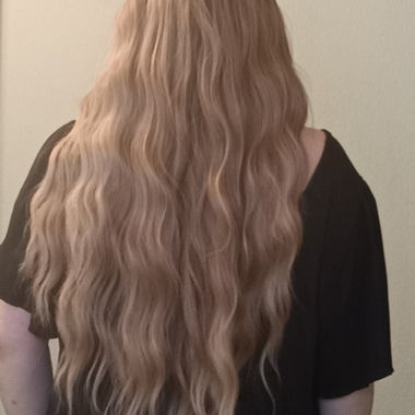 Long blonde wig with bangs Lange blonde Perücke