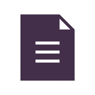 Icon of a dark purple document with three centered white horizontal lines representing text, symbolizing a file or written content.