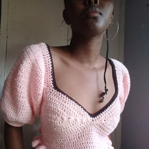 Bralette top met pofmouwen