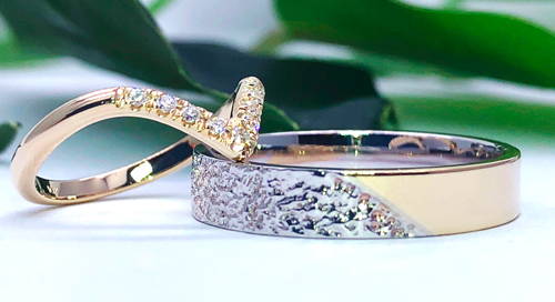 Difference bague de fiancailles mariage Flamme en Rose