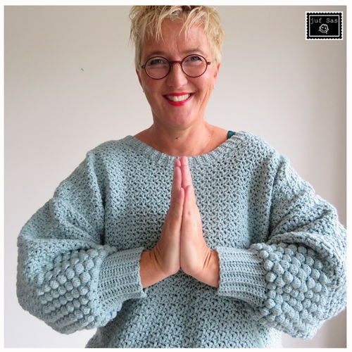 Padrão de tricô para suéter Amira da professora Sas