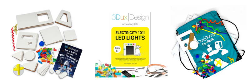 Individual and Small group student 3DuxDesign kits. These kits are perfect for small team projects in class or make the perfect Make-n-Take for holiday activities, STEM nights, after school and enrichment programs, or special events!