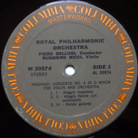 Columbia / RUGGIERO RICCI, - Paganini Violin Concerto N...