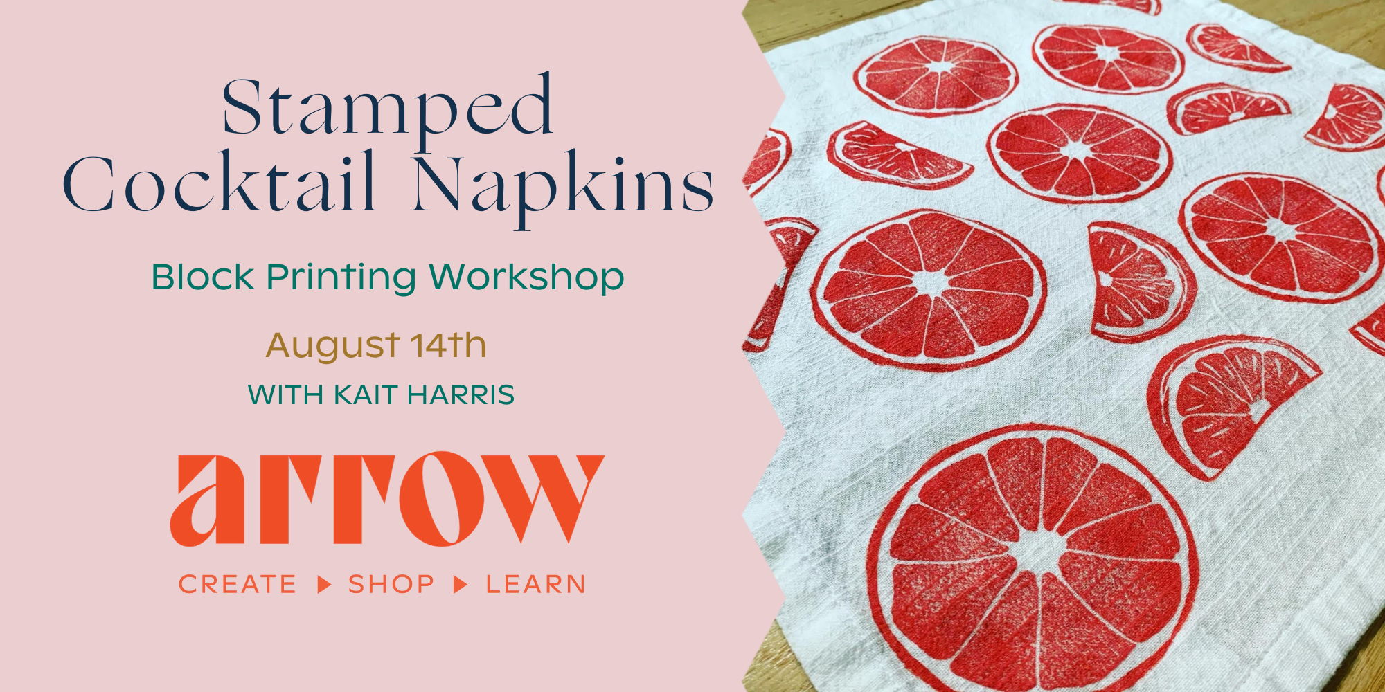 Stamped Cocktail Napkins: A Block Printing Class  promotional image