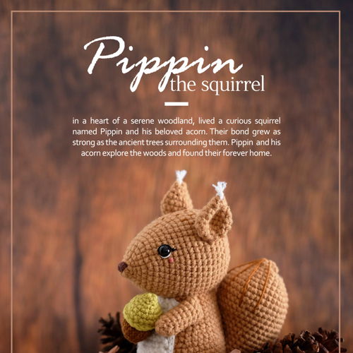 Pippin, o Esquilo - Padrão de Crochê Amigurumi [PDF em Inglês]