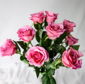 Pink Real Touch Half Bloom Rose - Realistic Artificial Flowers