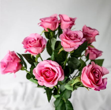 Pink Real Touch Half Bloom Rose - Realistic Artificial Flowers
