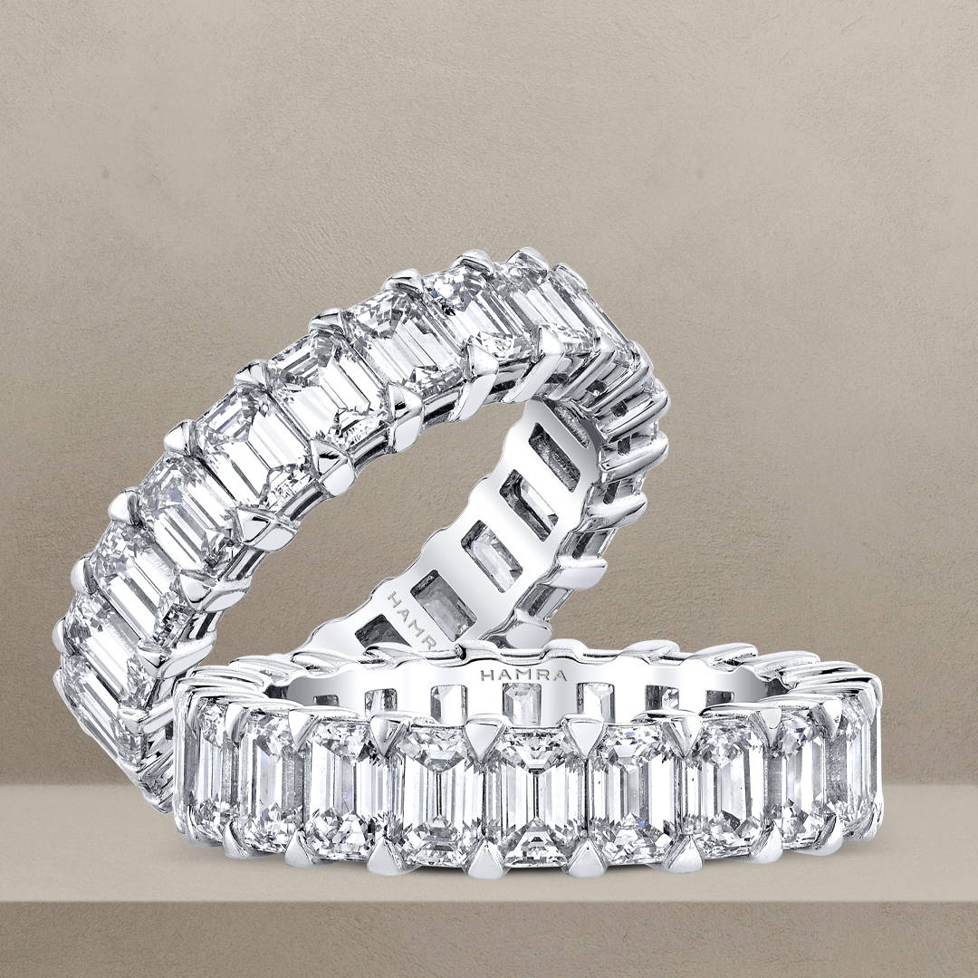 Two Emerald Cut Eternity Diamond Bands